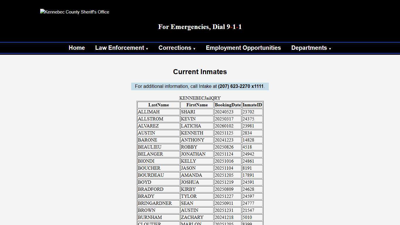 Current Inmates - Kennebec County Sheriff's Office