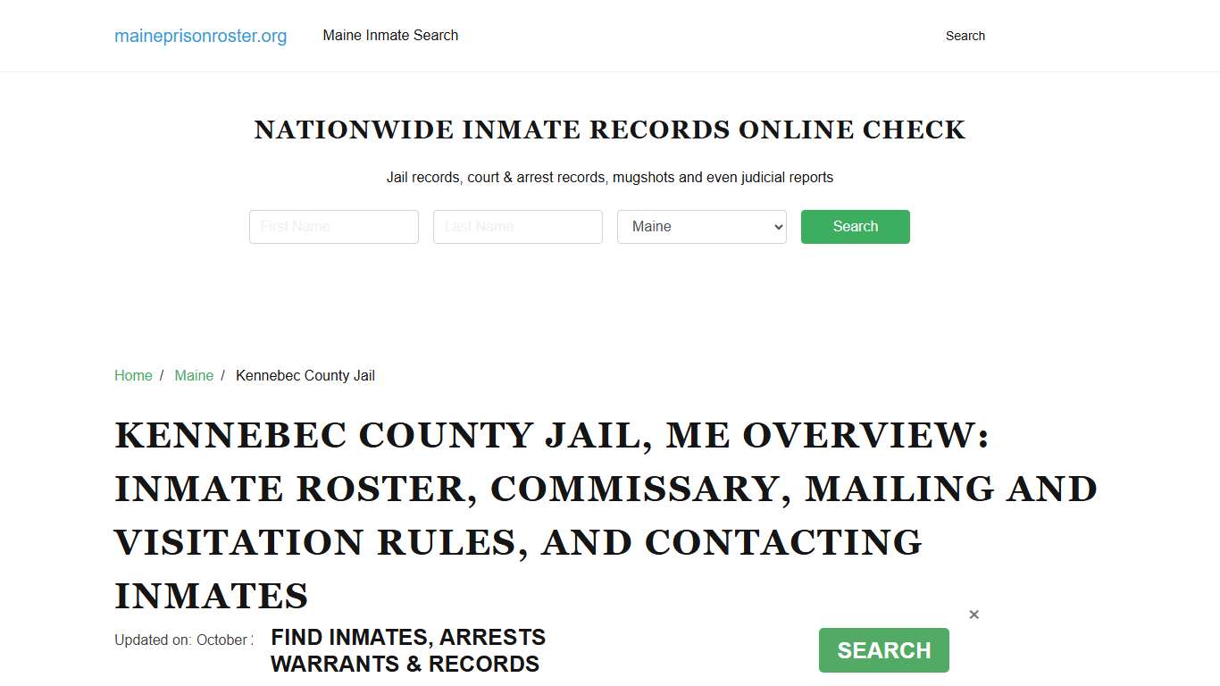 Kennebec County Jail, ME: Offender Search, Visitations, Contact Info